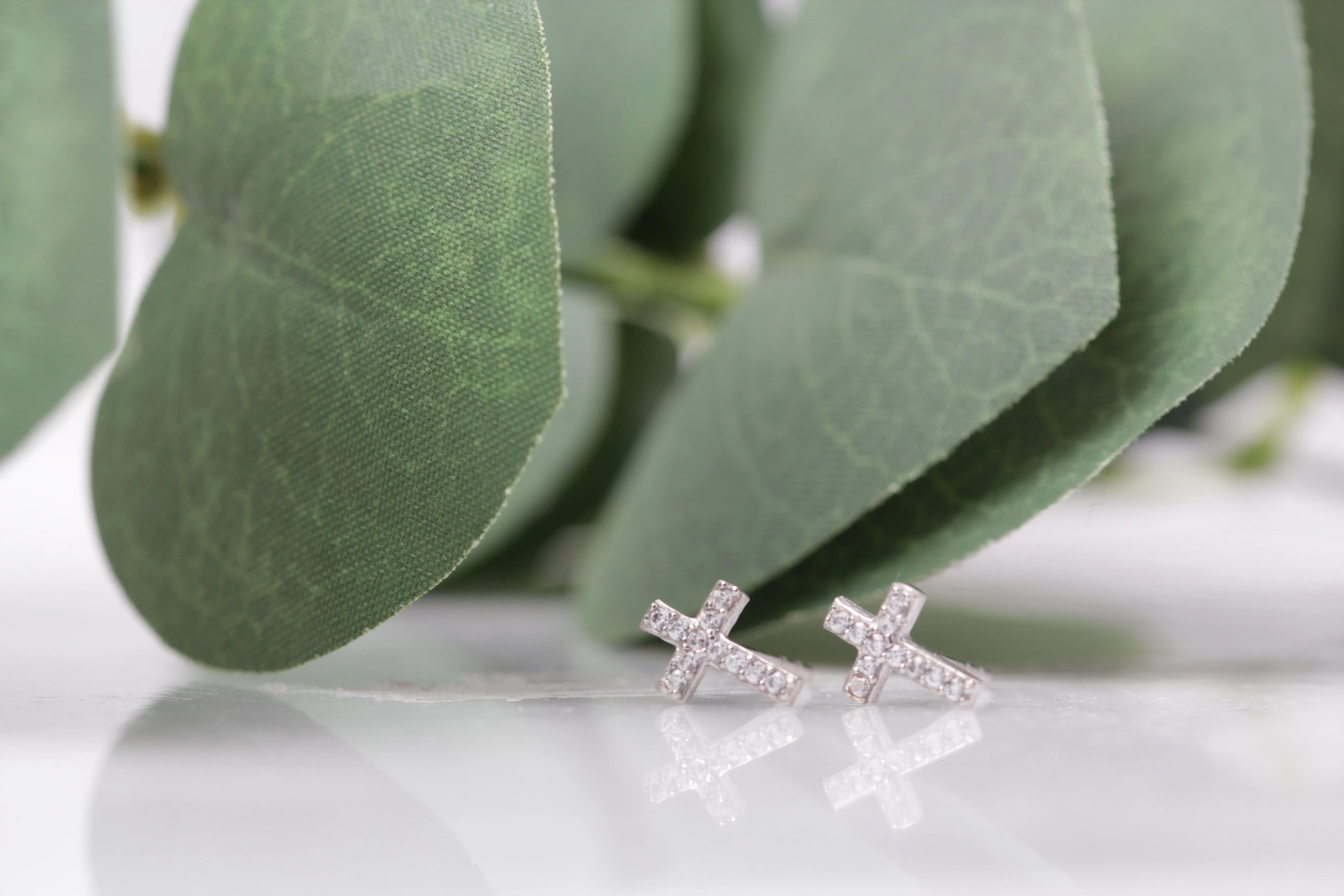 10K CZ Cross Studs