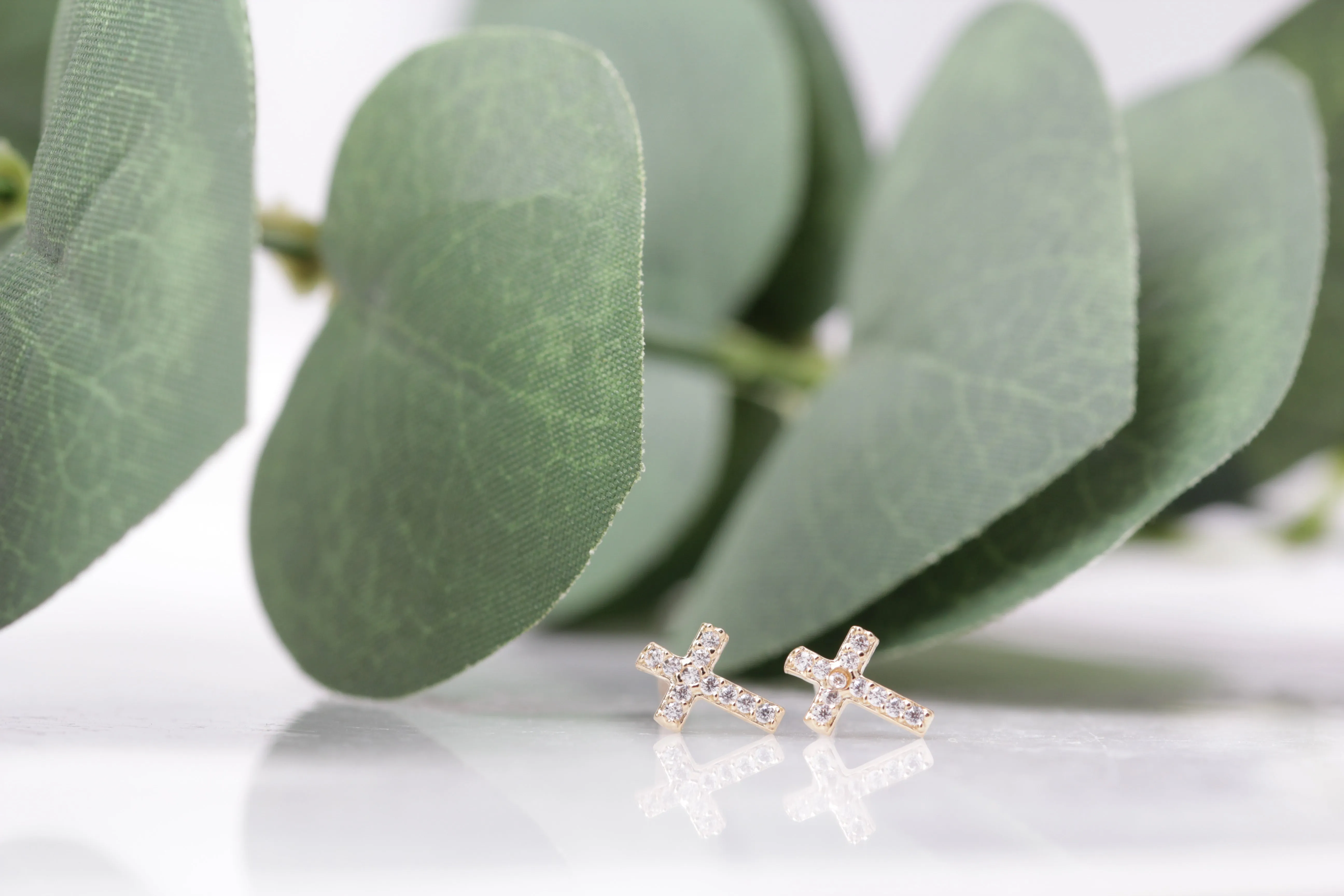 10K CZ Cross Studs