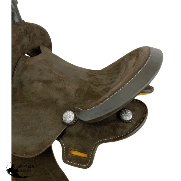 15" Double T  Chocolate Rough Out Leather Barrel Saddle