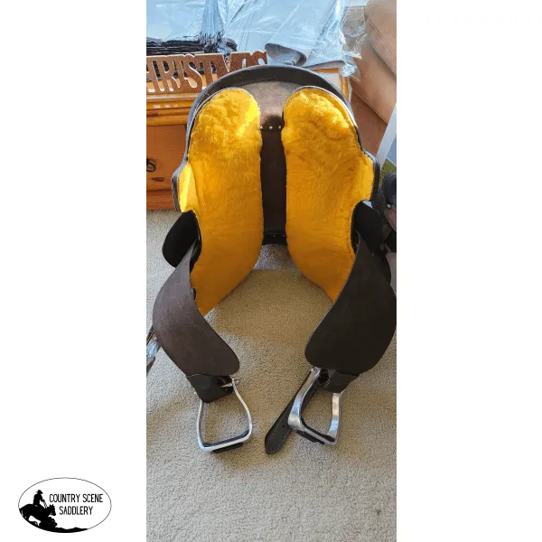 15" Double T  Chocolate Rough Out Leather Barrel Saddle
