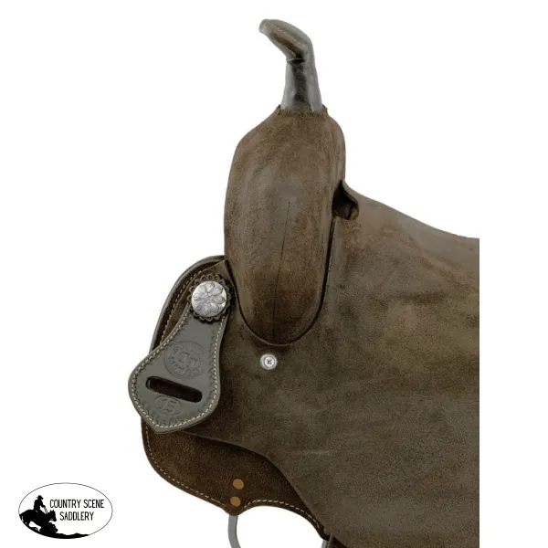 15" Double T  Chocolate Rough Out Leather Barrel Saddle