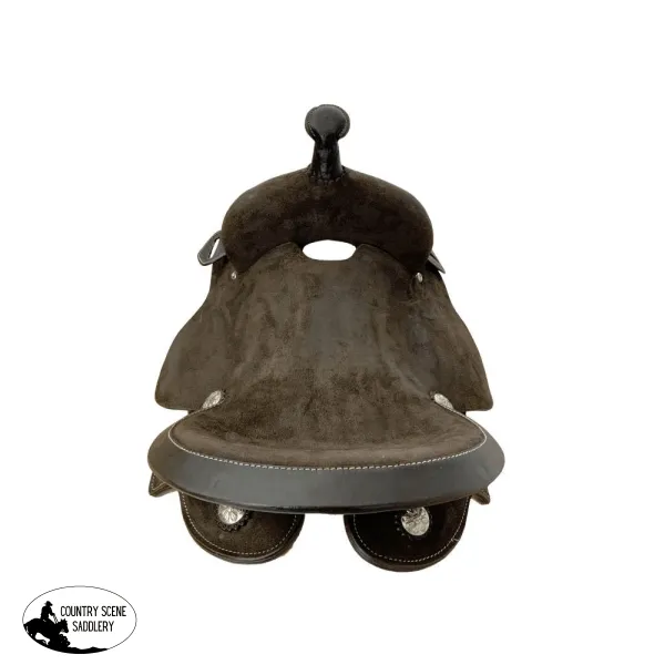 15" Double T  Chocolate Rough Out Leather Barrel Saddle