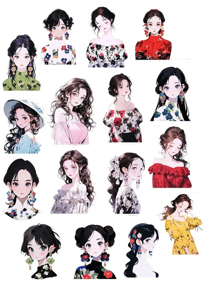 16pc Cartoon Time Beauty Girls Scrapbooking DIY Craft Decor Journal Stickers
