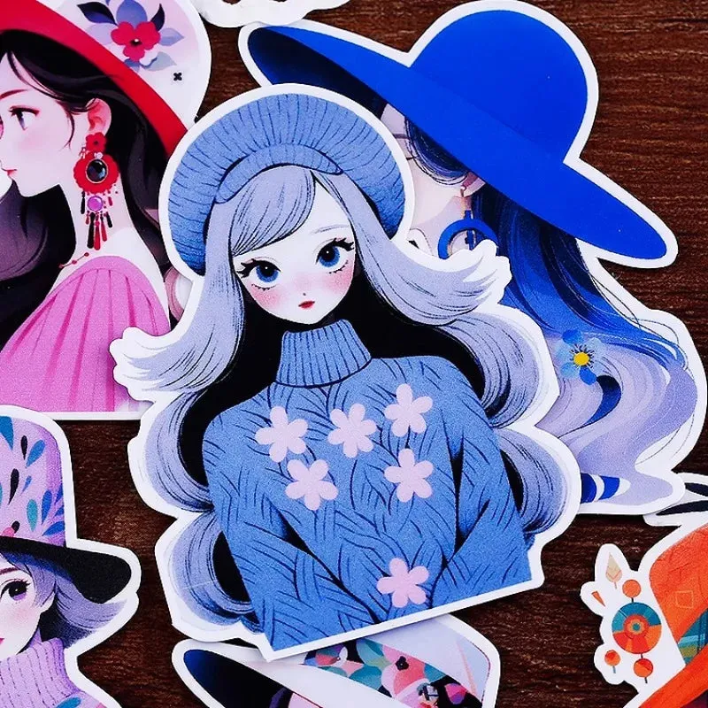 16pcs Adorable Character & Girl Doodle Scrapbooking DIY Craft Decor Journal Stickers