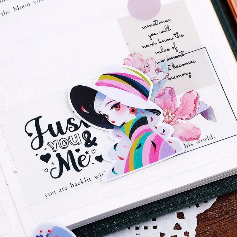 16pcs Adorable Character & Girl Doodle Scrapbooking DIY Craft Decor Journal Stickers