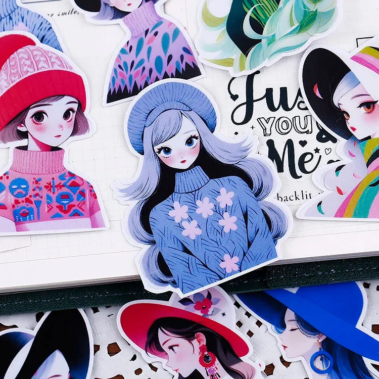16pcs Adorable Character & Girl Doodle Scrapbooking DIY Craft Decor Journal Stickers