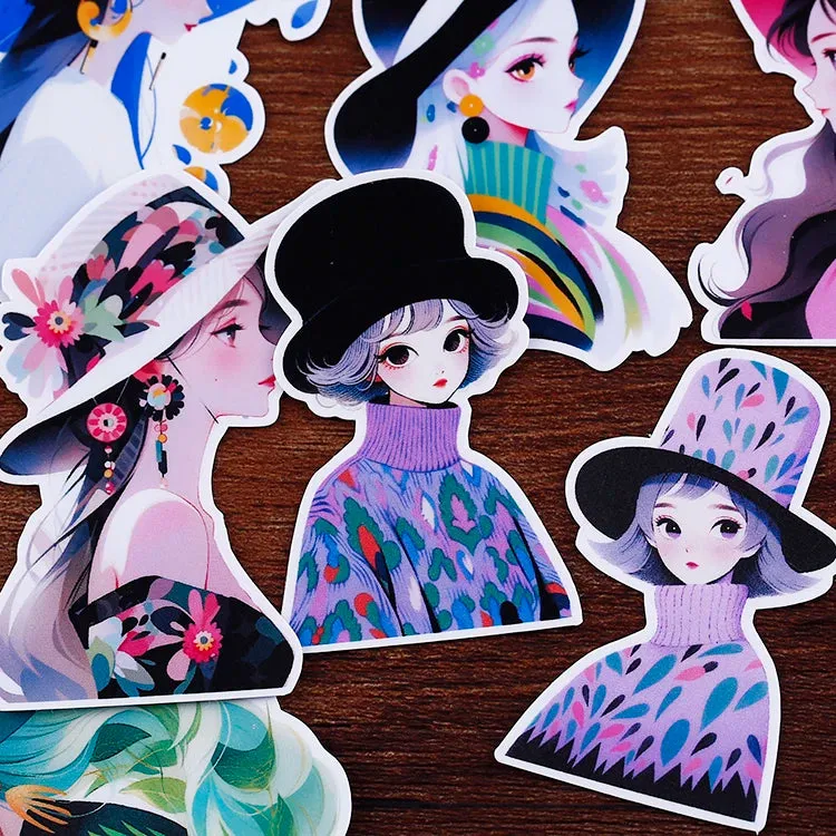 16pcs Adorable Character & Girl Doodle Scrapbooking DIY Craft Decor Journal Stickers
