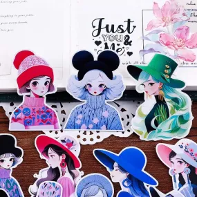 16pcs Adorable Character & Girl Doodle Scrapbooking DIY Craft Decor Journal Stickers