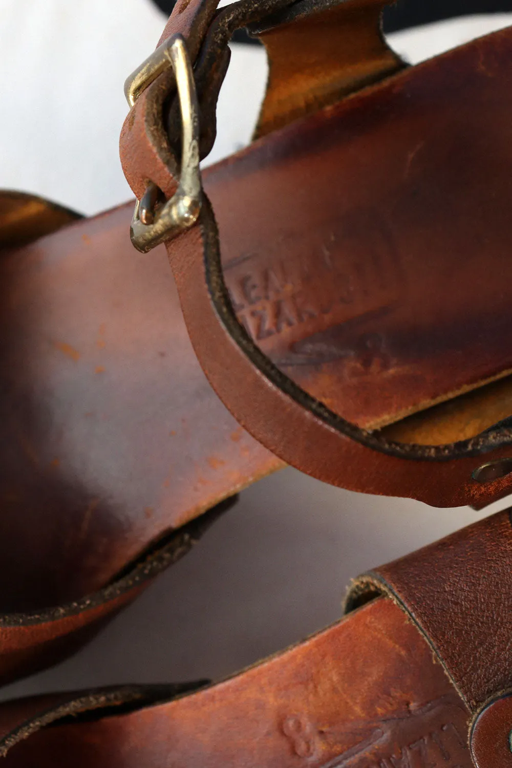 1970s Leapin' Lizards Leather and Wood Platforms 8-8.5