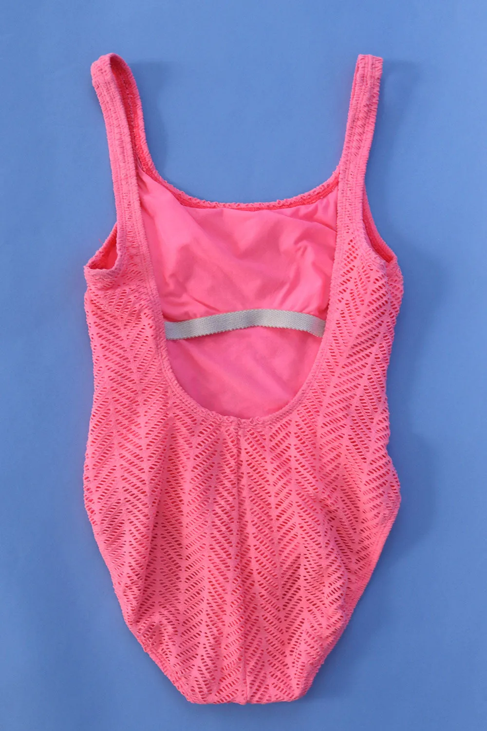 1990s Catalina Popping Pink Mesh One Piece L