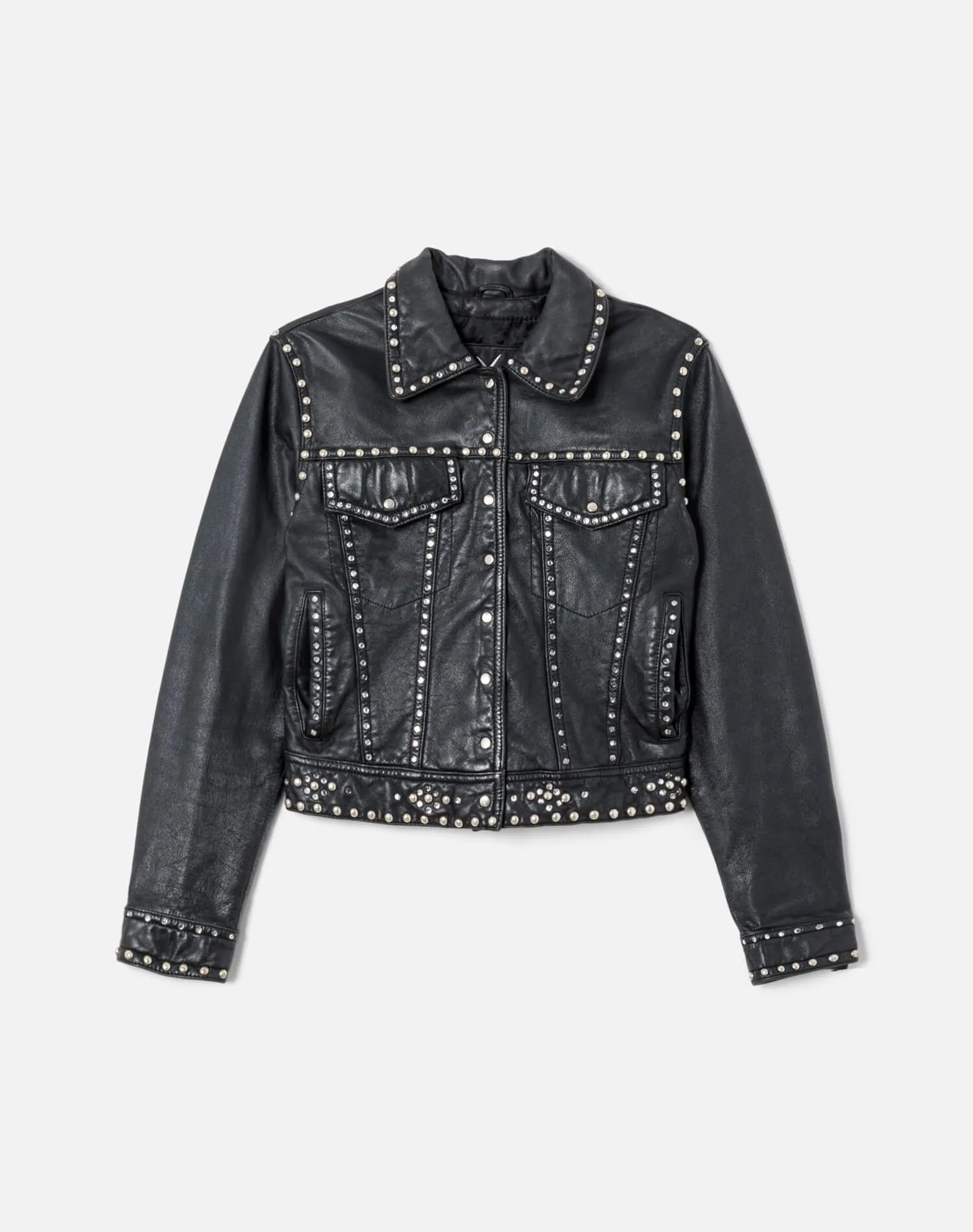 90s Studded Leather Trucker Jacket