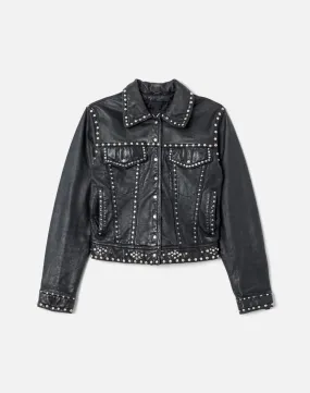 90s Studded Leather Trucker Jacket