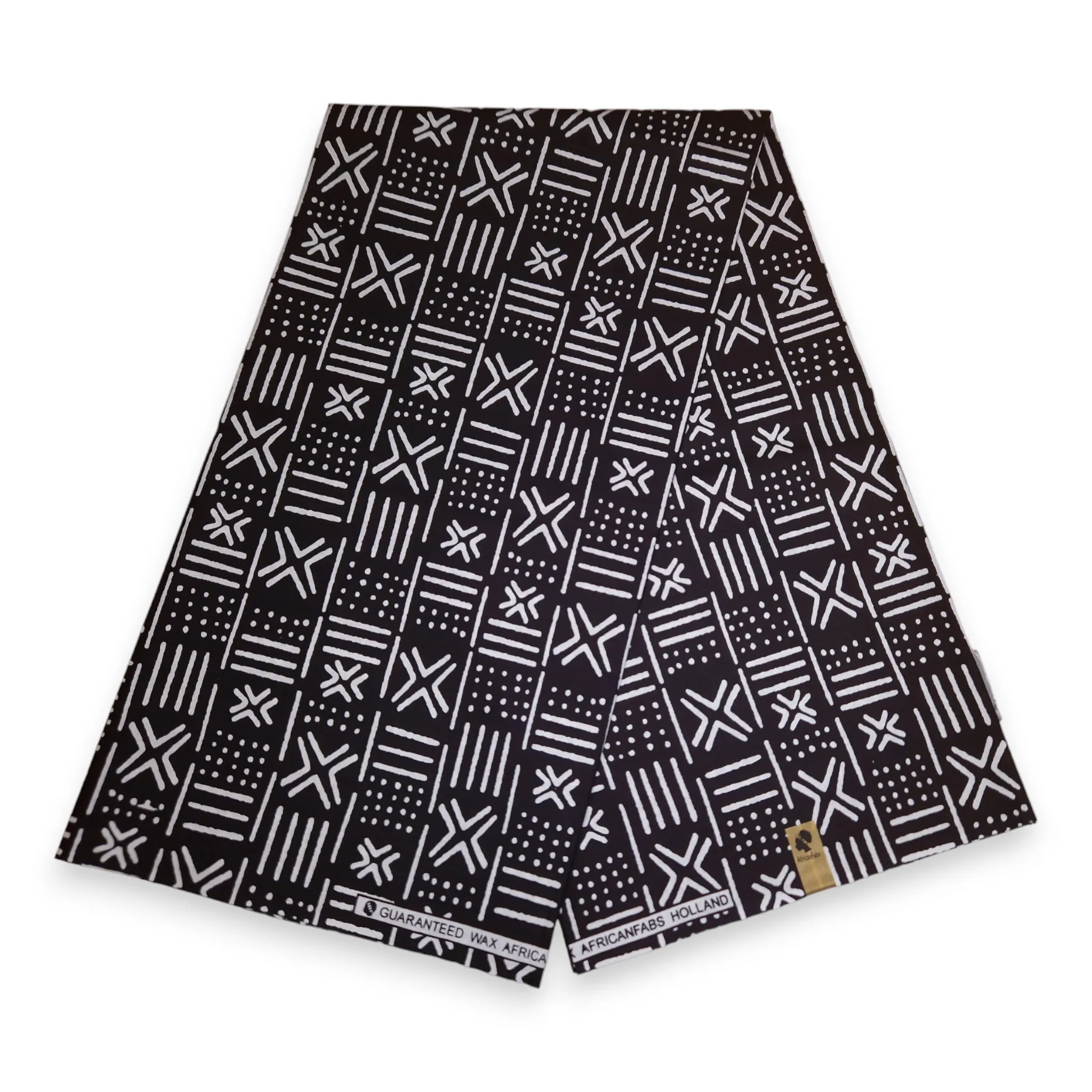 African Black White X Bogolan / Mud cloth print fabric / cloth (Traditional Mali)