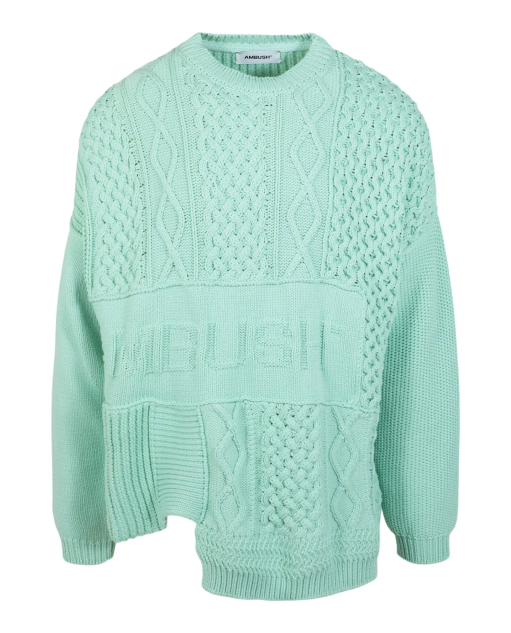 AMBUSH Mens Patchwork Knit Crewneck Sweater