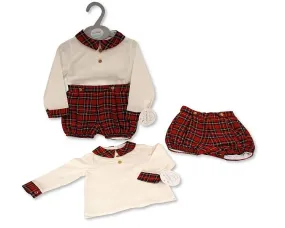 Baby Boys 2 pcs Tartan Romper Set - (0-12 Months) (PK6) Bis-2020-2544