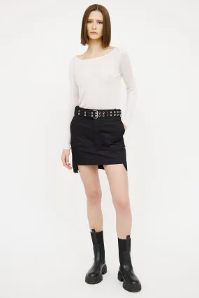 Black Belted Military Mini Skirt