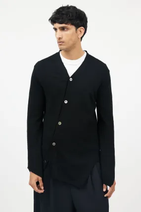 Black Wool Asymmetrical Cardigan