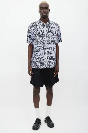 Blue & Black Graffiti Logo Shirt