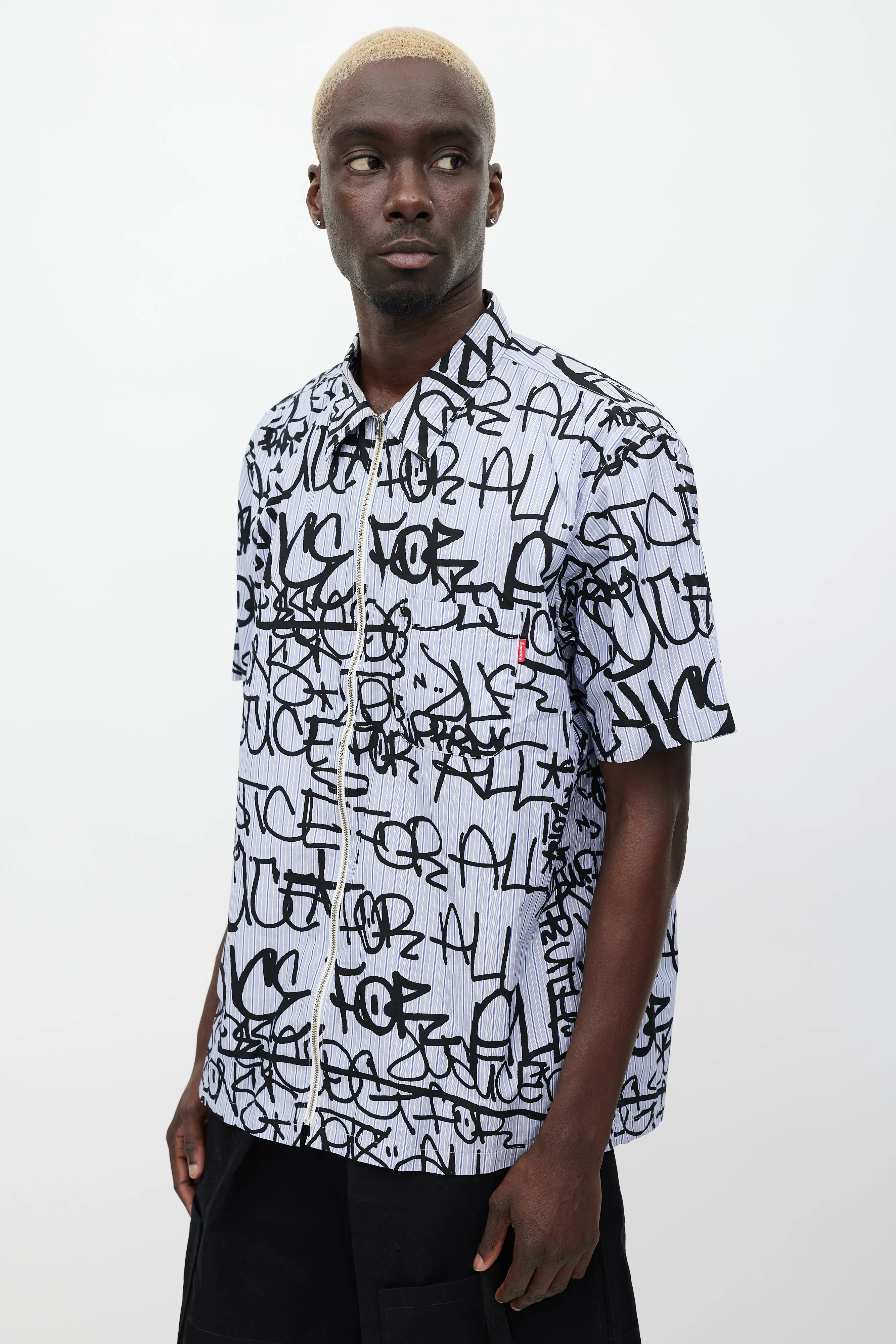 Blue & Black Graffiti Logo Shirt