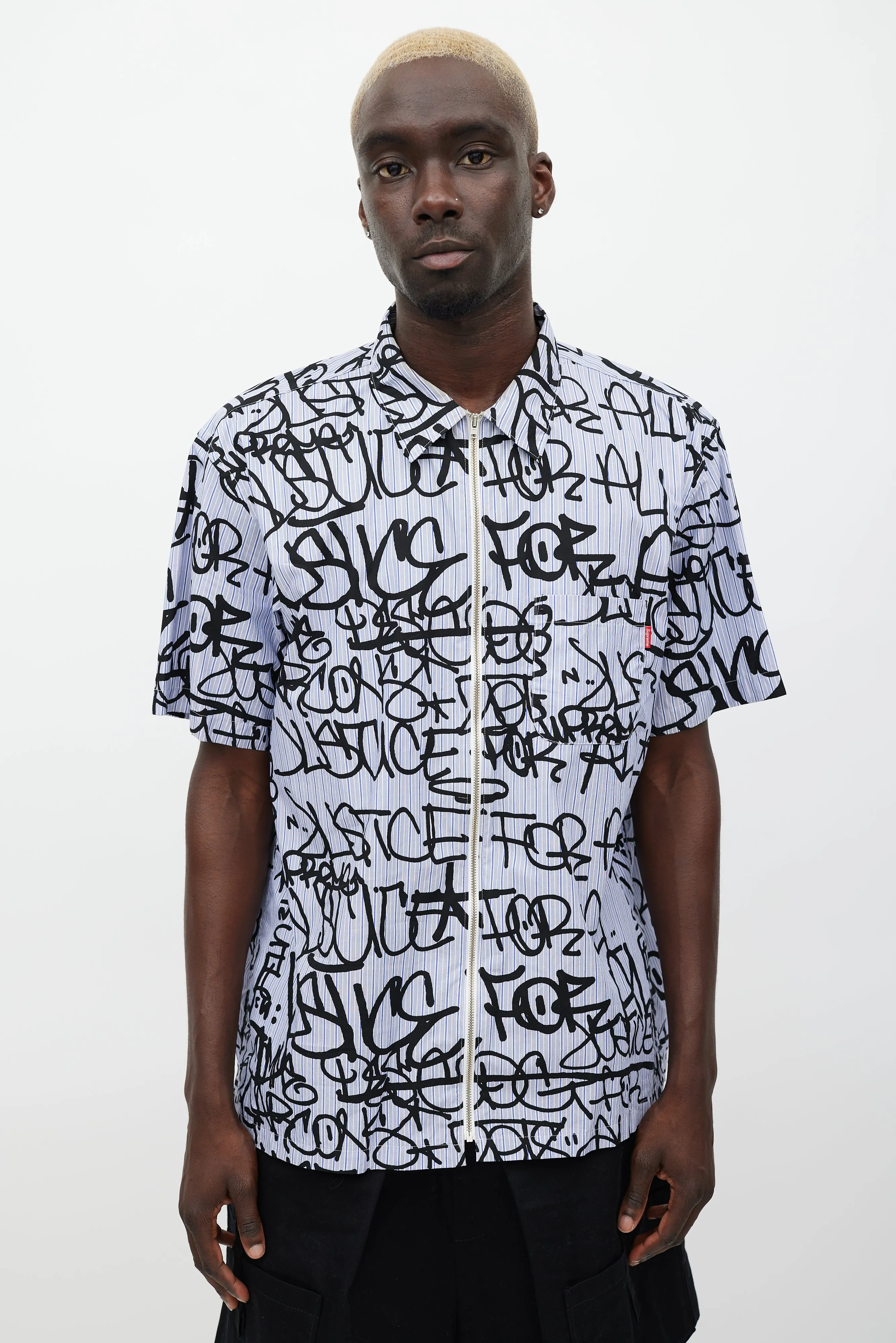 Blue & Black Graffiti Logo Shirt