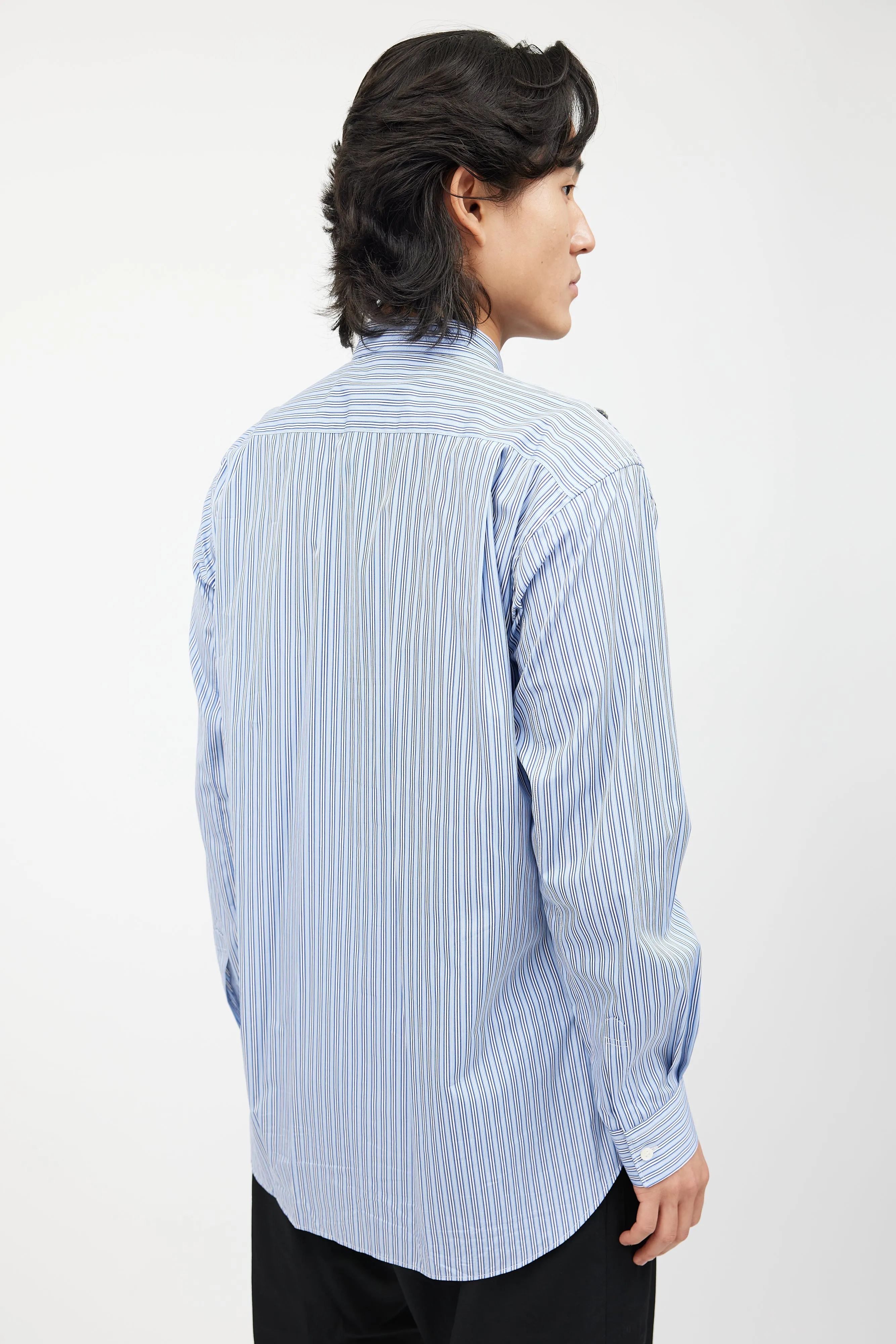 Blue & Multicolour Patchwork Striped Shirt