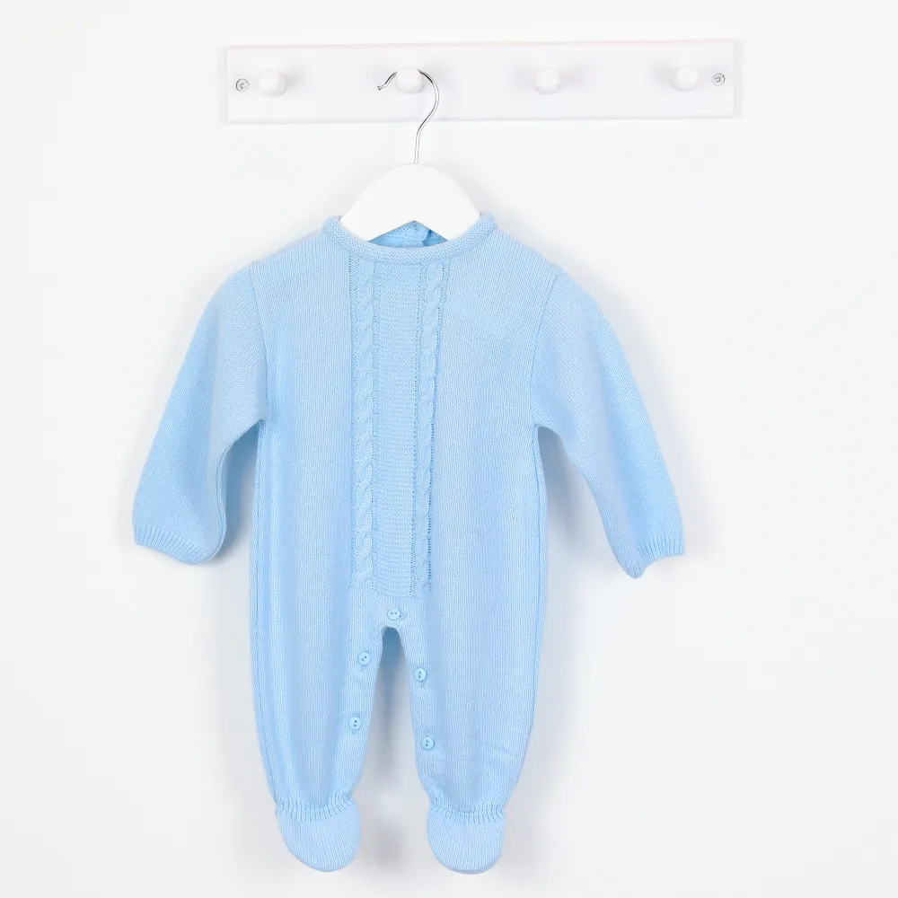 Boys Cable Knitted Romper in Blue