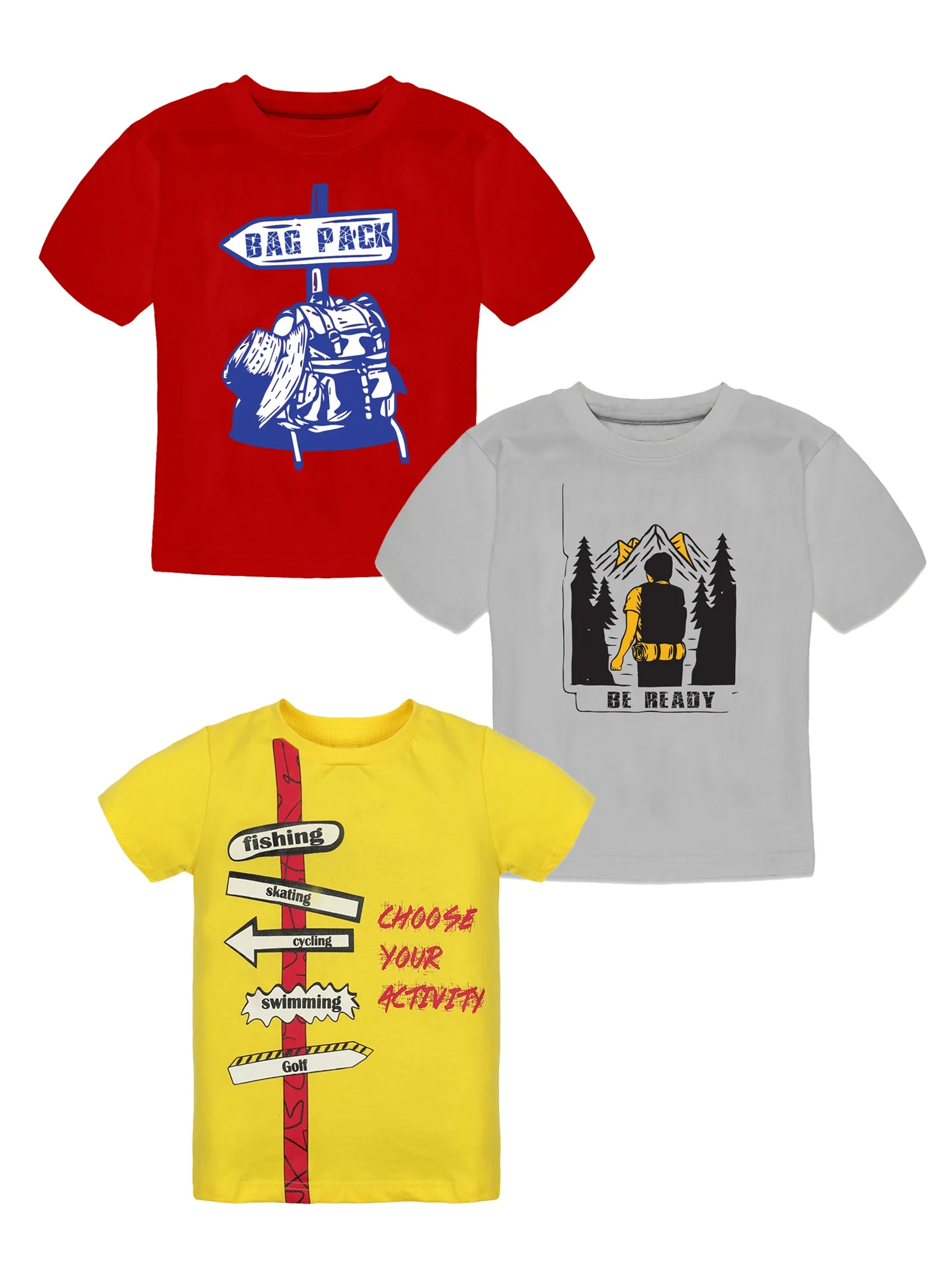 Boys Round Neck Half Sleeve Tee Pack of 3