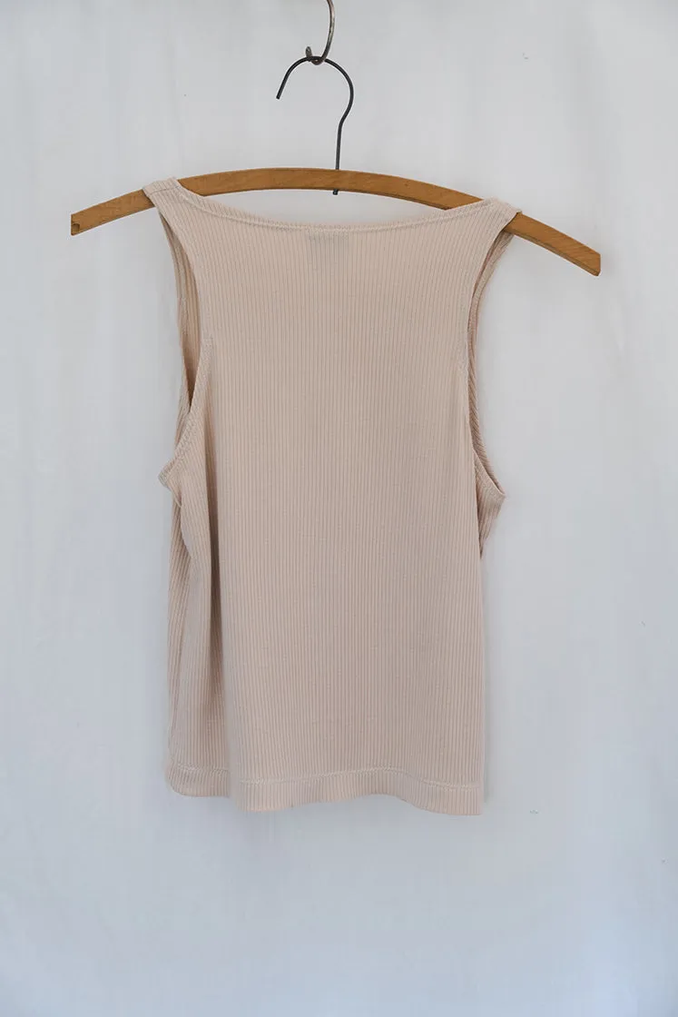 Bridget Cropped Tank - Cream Rib