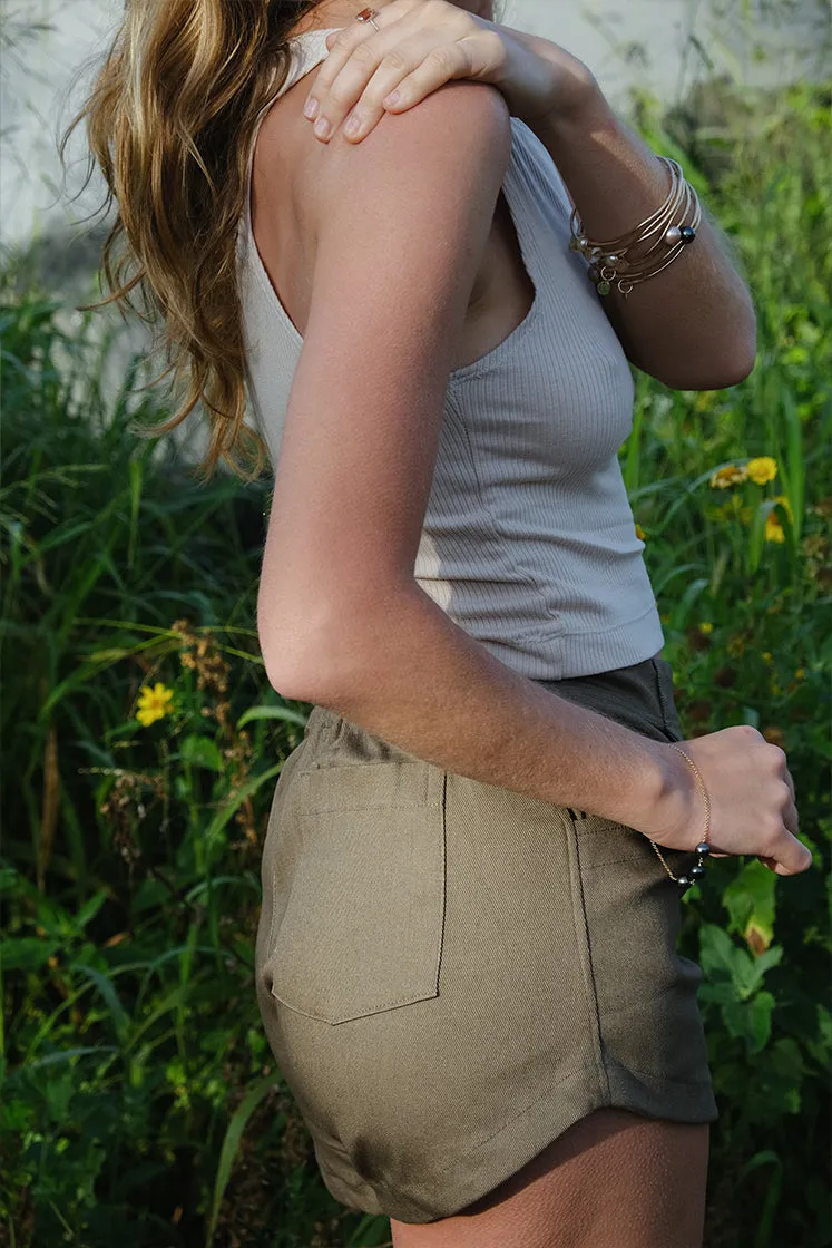 Bridget Cropped Tank - Cream Rib