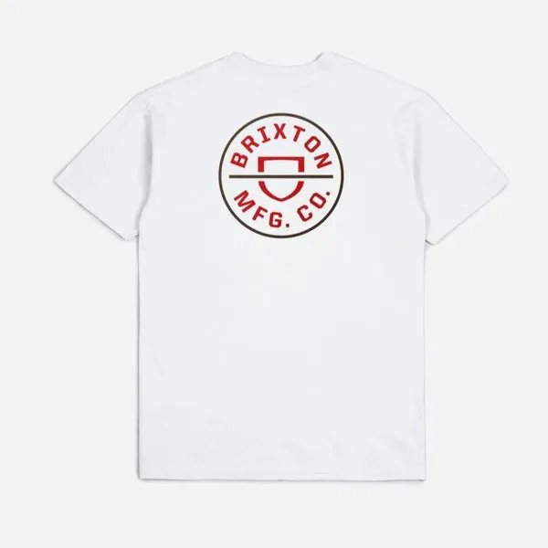 Brixton Crest T-Shirt - White / Aloha Red / Dark Earth