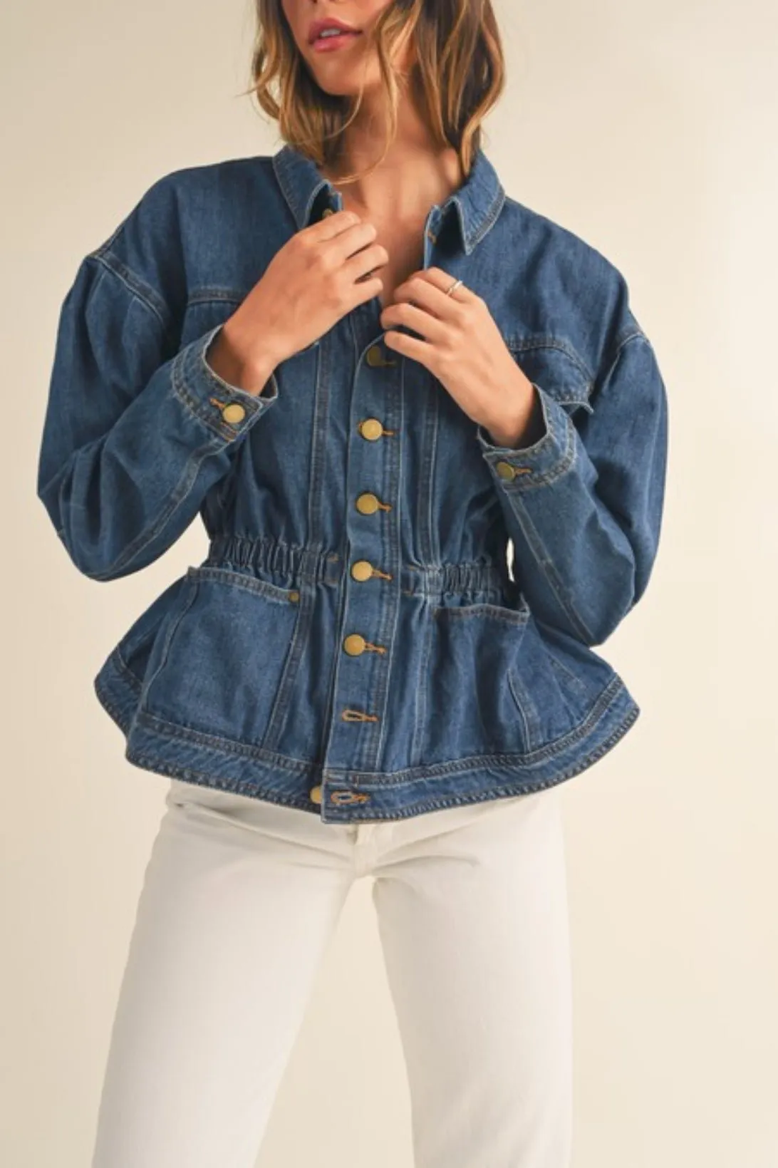 Button Down Peplum Jacket