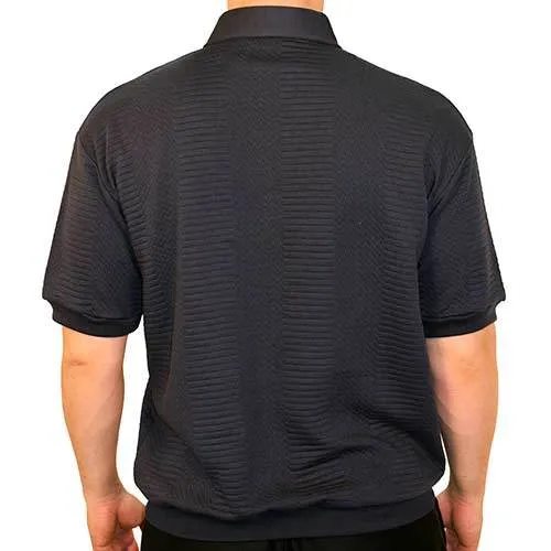 Classics By Palmland Solid French Terry Short SLeeve Banded Bottom Polo Shirt 6090-720 Big and Tall - Navy Heather