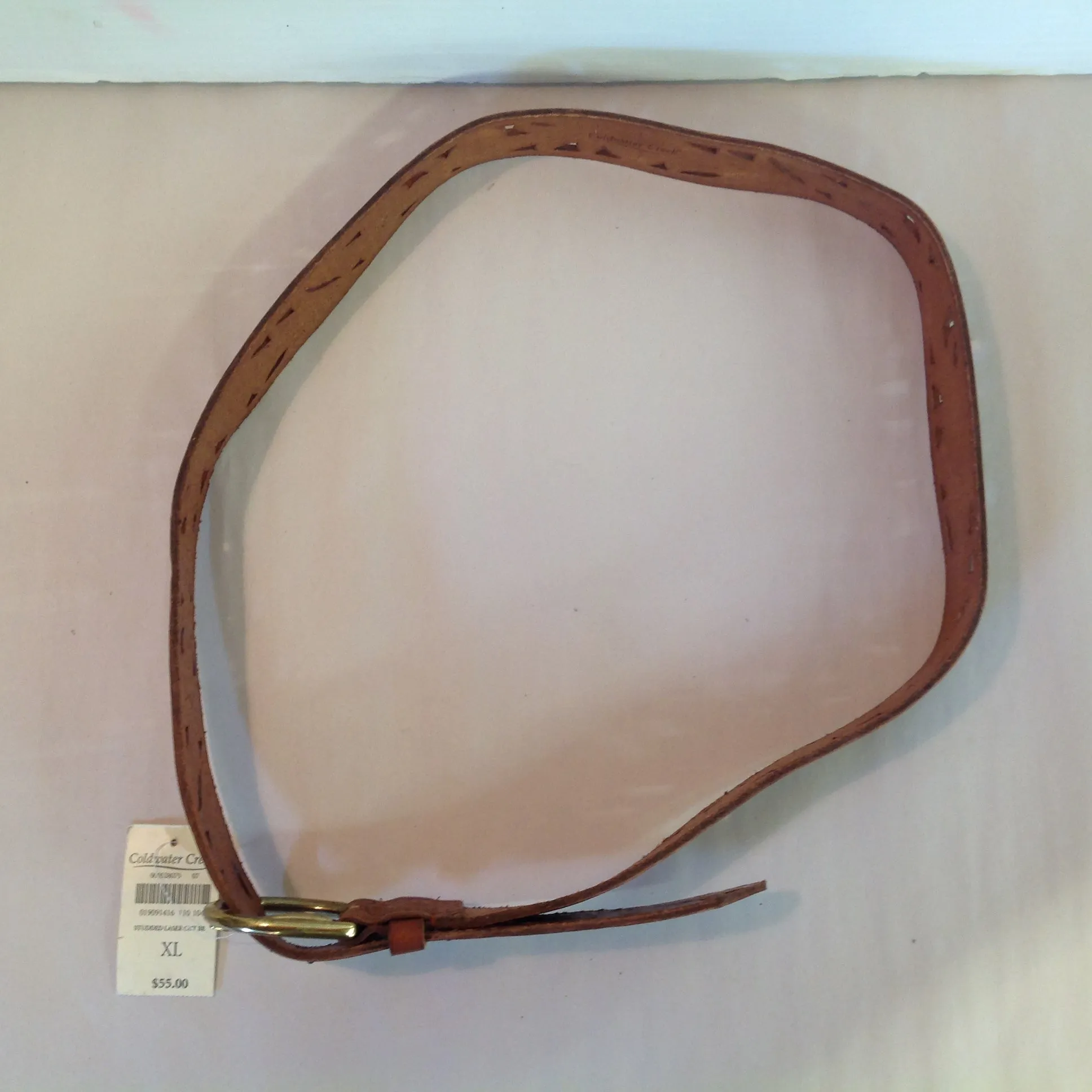 Coldwater Creek Women's XL Tan Belt Studded Laser Cut Spiral Wing Motif with Tags 19