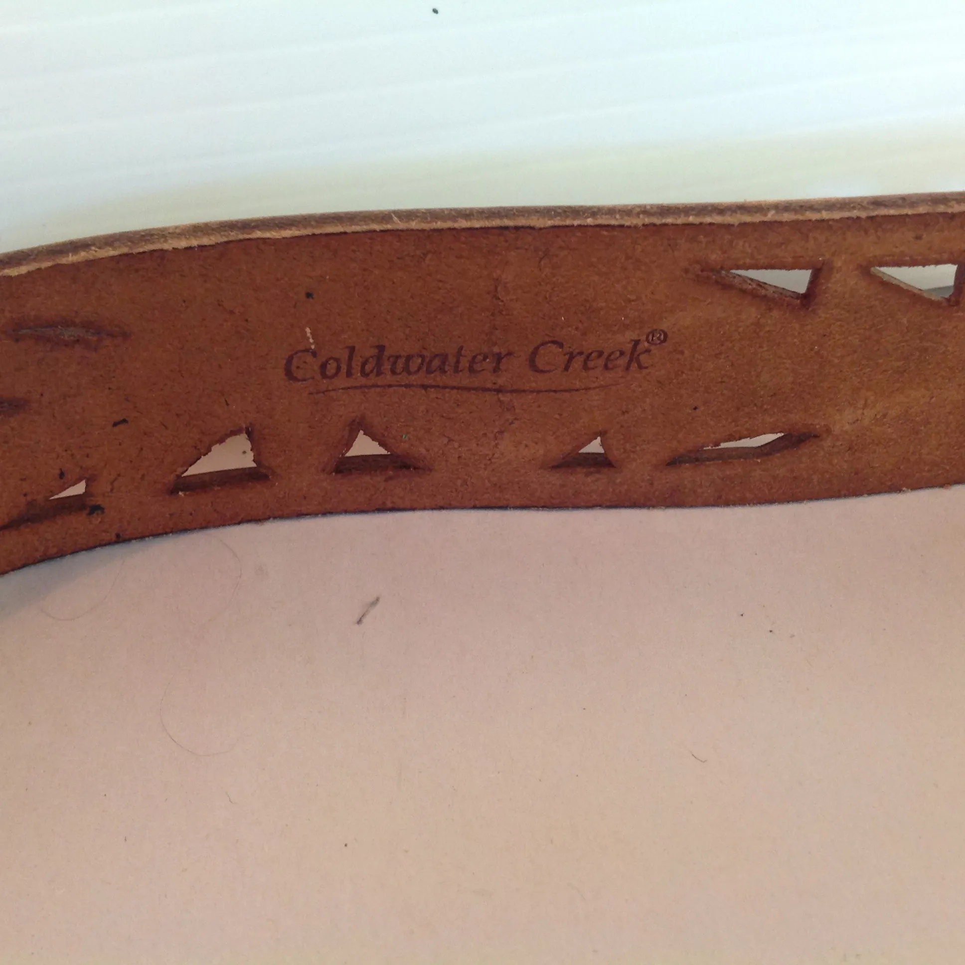 Coldwater Creek Women's XL Tan Belt Studded Laser Cut Spiral Wing Motif with Tags 19