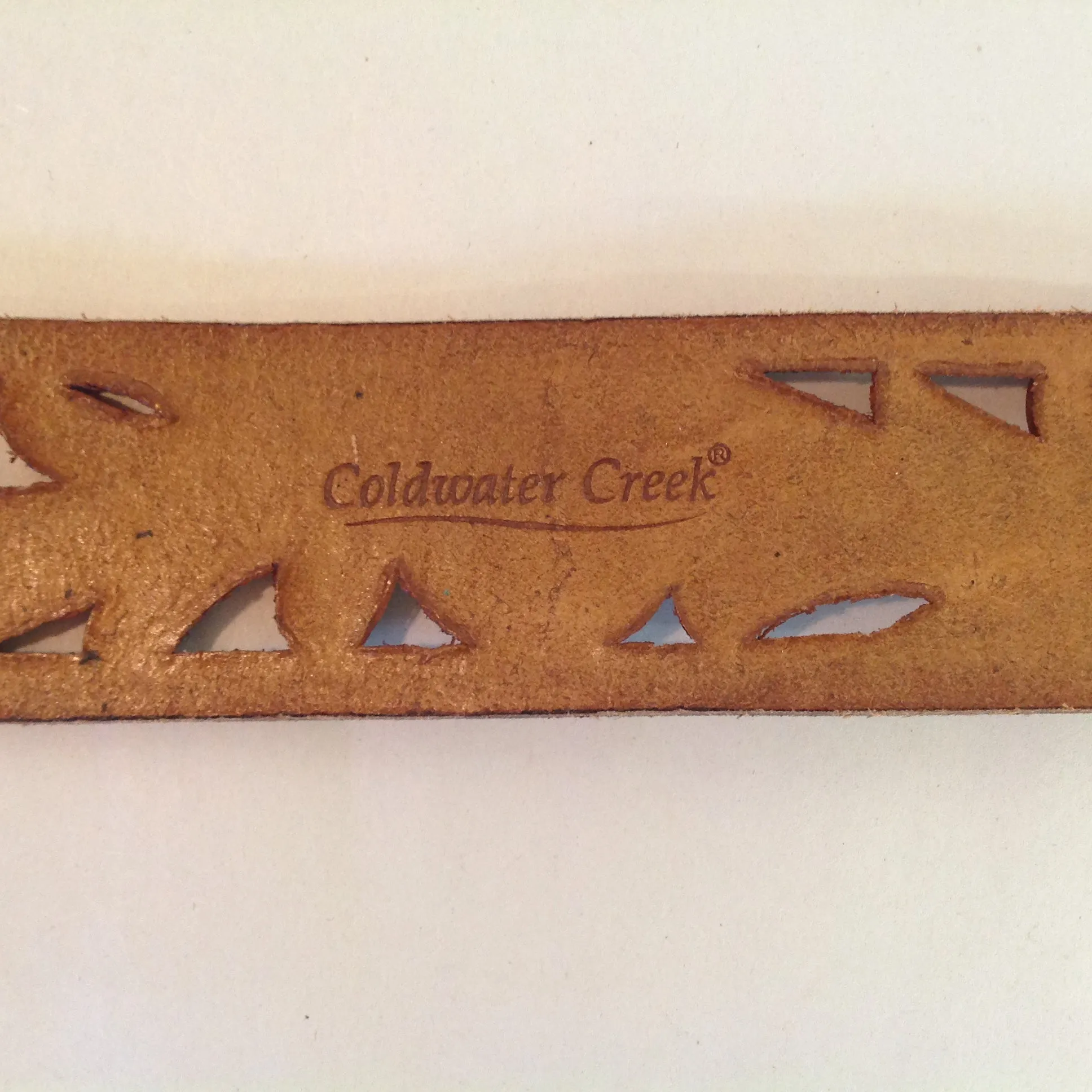 Coldwater Creek Women's XL Tan Belt Studded Laser Cut Spiral Wing Motif with Tags 19