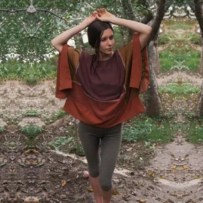 Contemporary Patchwork Kaftan Top | Block Colours | Hand-Crafted | Rust