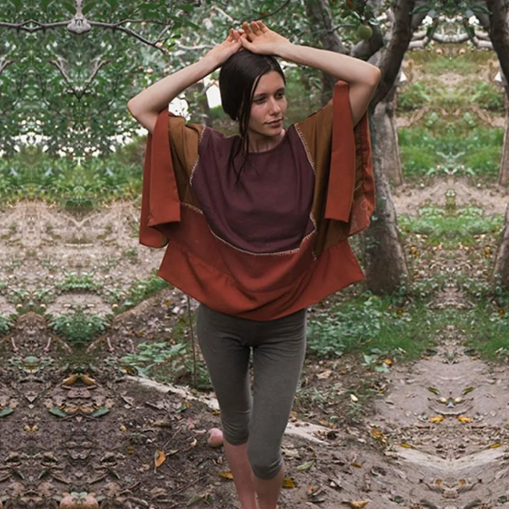 Contemporary Patchwork Kaftan Top | Block Colours | Hand-Crafted | Rust