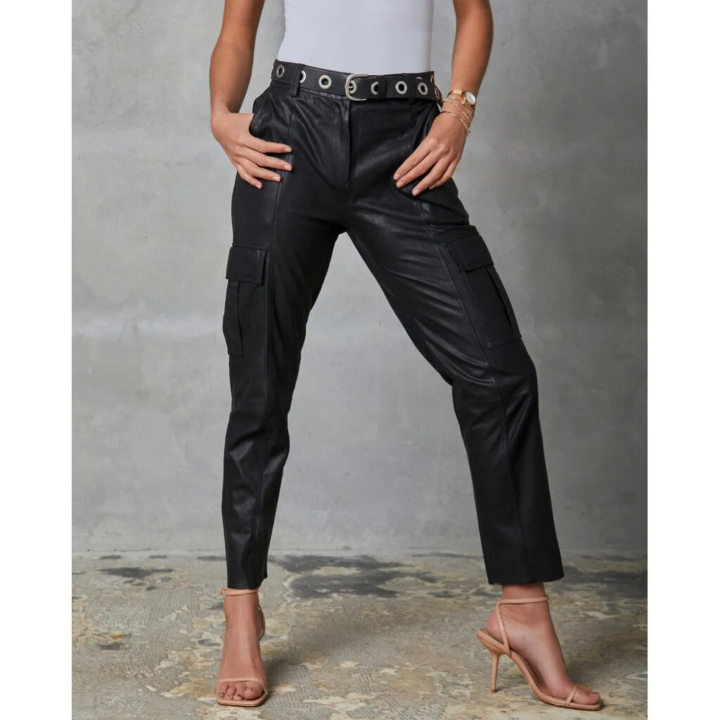 Cool Celest cargo leather pants / 50908 - Black (Nero)