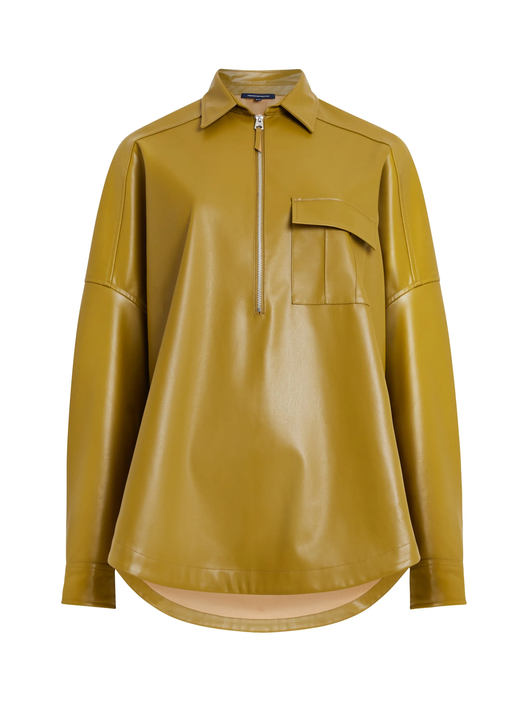 Crolenda PU Half Zip Popover Shirt