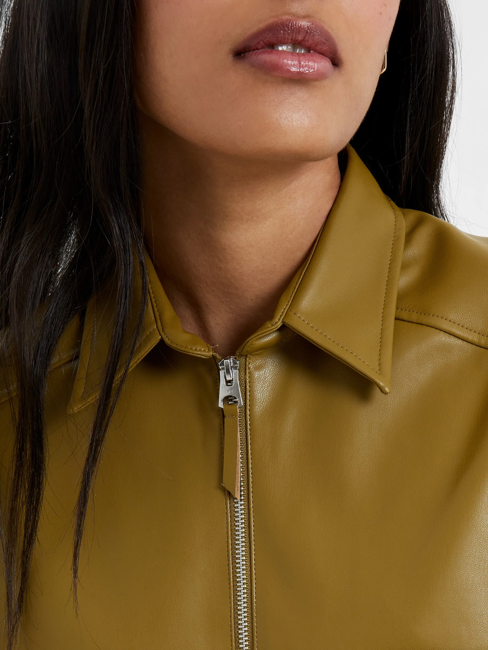 Crolenda PU Half Zip Popover Shirt
