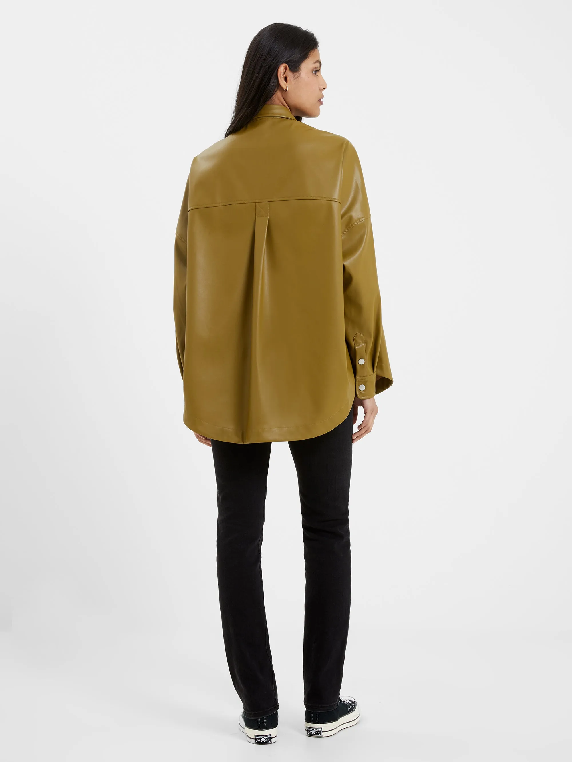 Crolenda PU Half Zip Popover Shirt