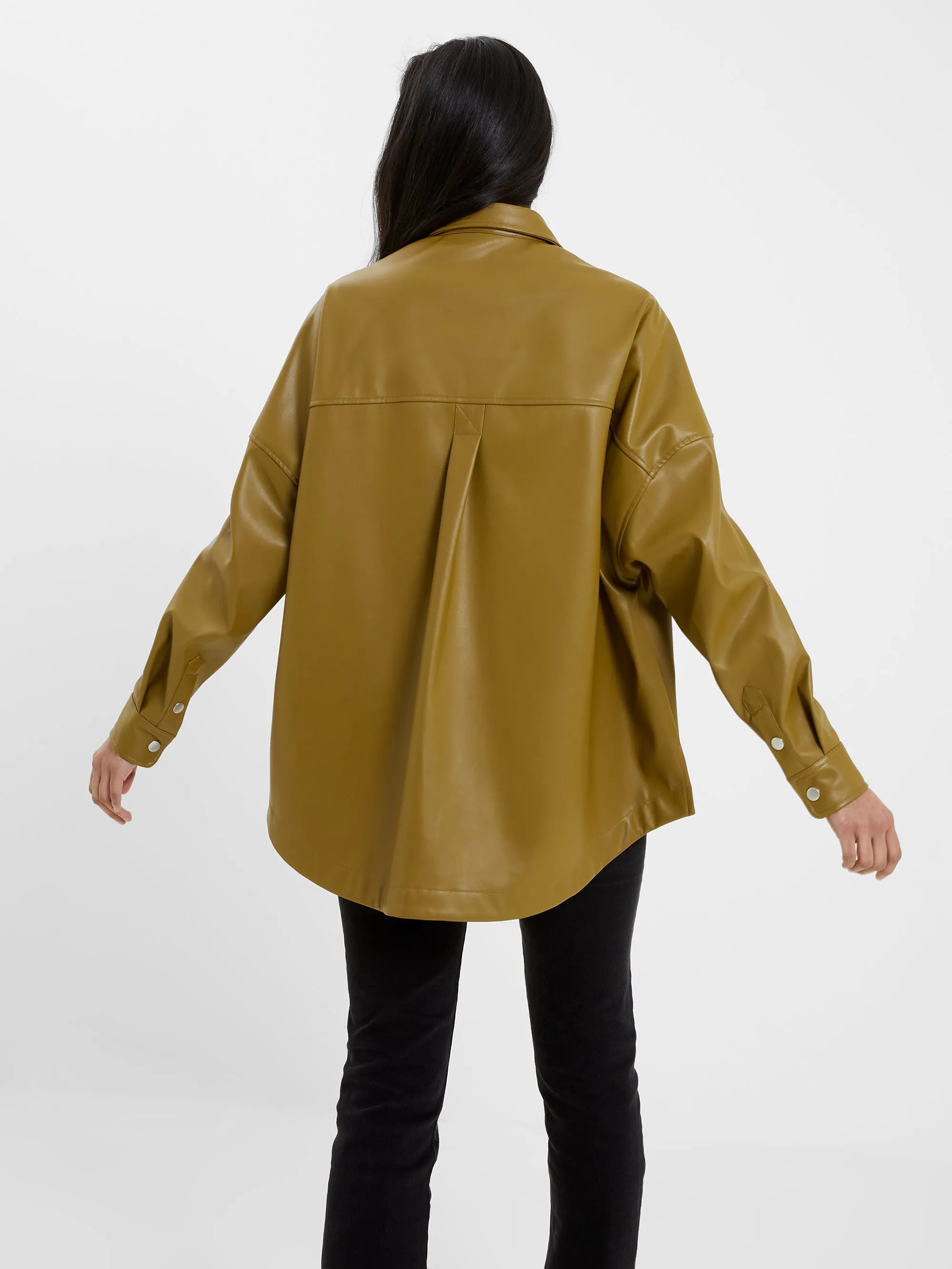 Crolenda PU Half Zip Popover Shirt