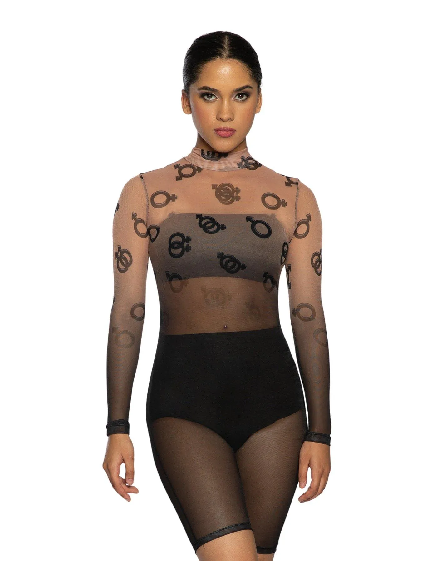 Custom Inked Mesh LS Tneck Bike Short Biketard without lining
