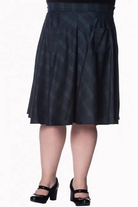 Dancing Days 60's Dublin County Irish Green Dublin Tartan Midi skirt plus size