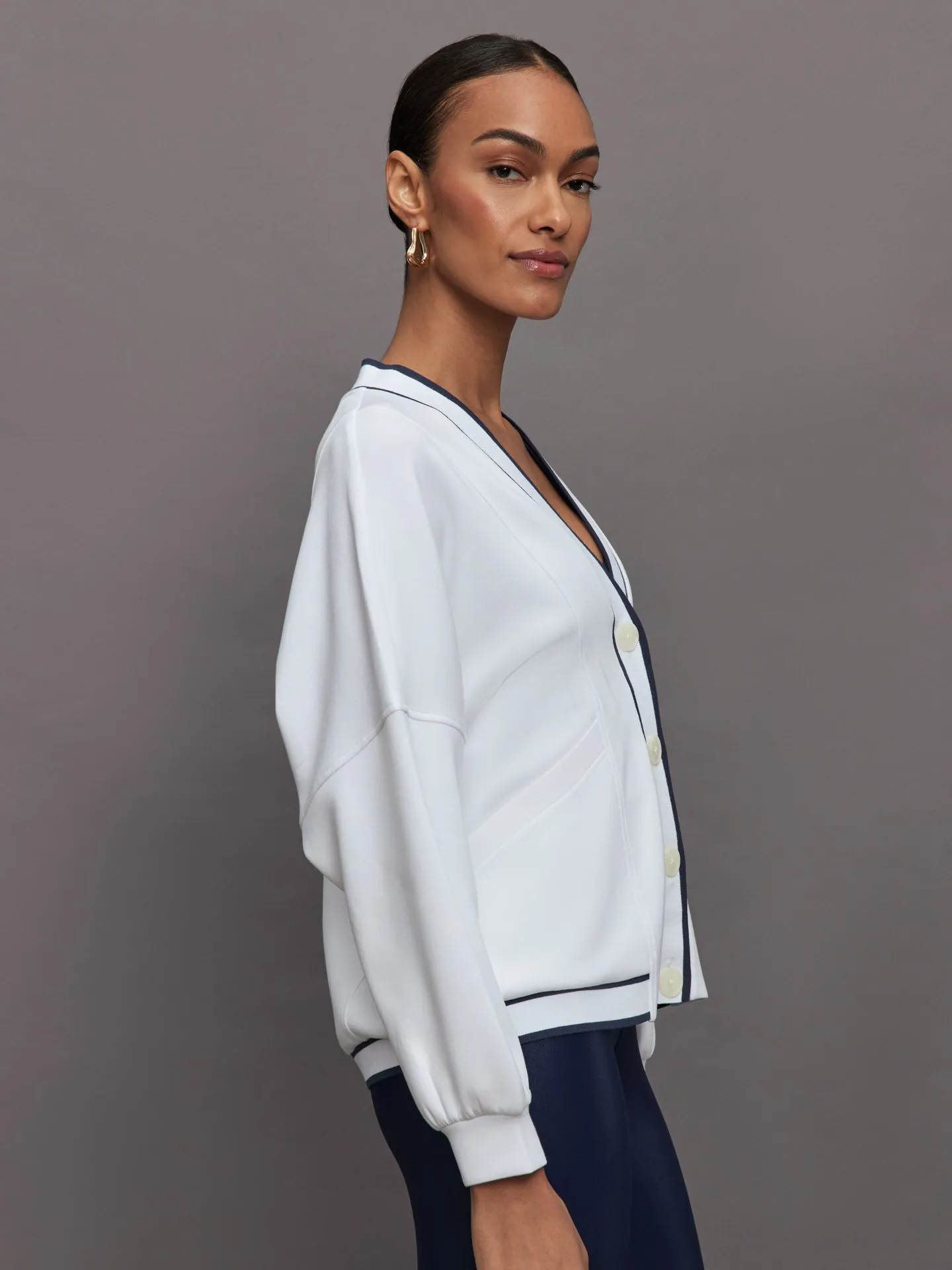 Decker Off-Court Premium White Cardigan