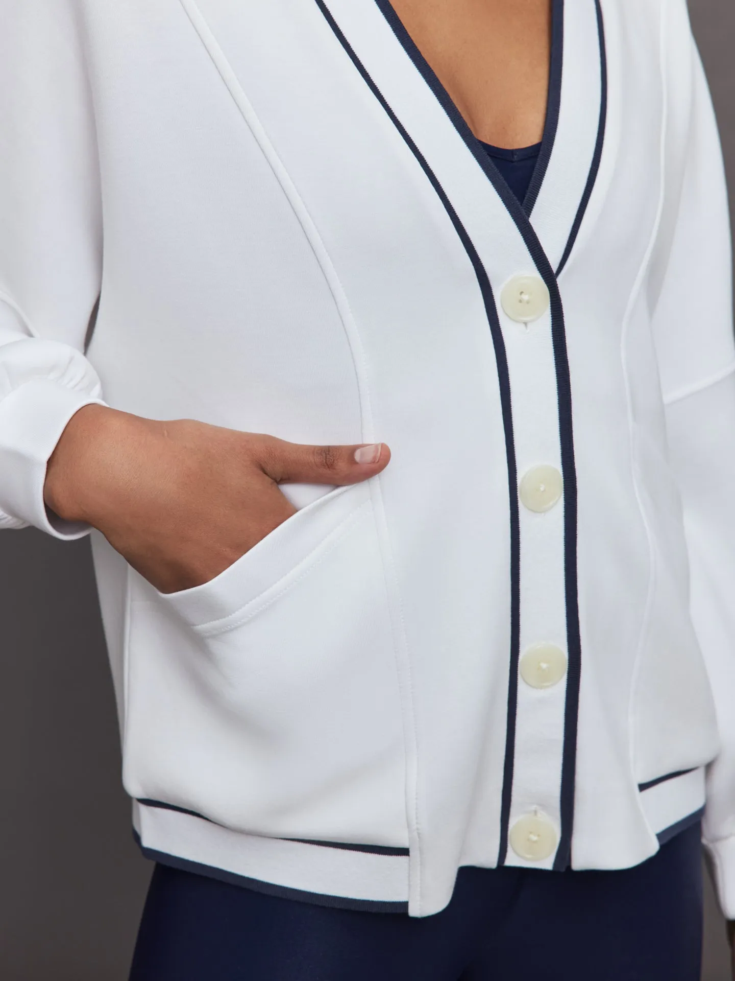 Decker Off-Court Premium White Cardigan