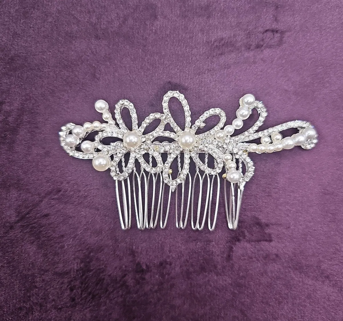 Diamanté & Pearl Floral Bridal Hair Comb
