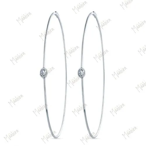 Diamond Studded Sleek Hoops