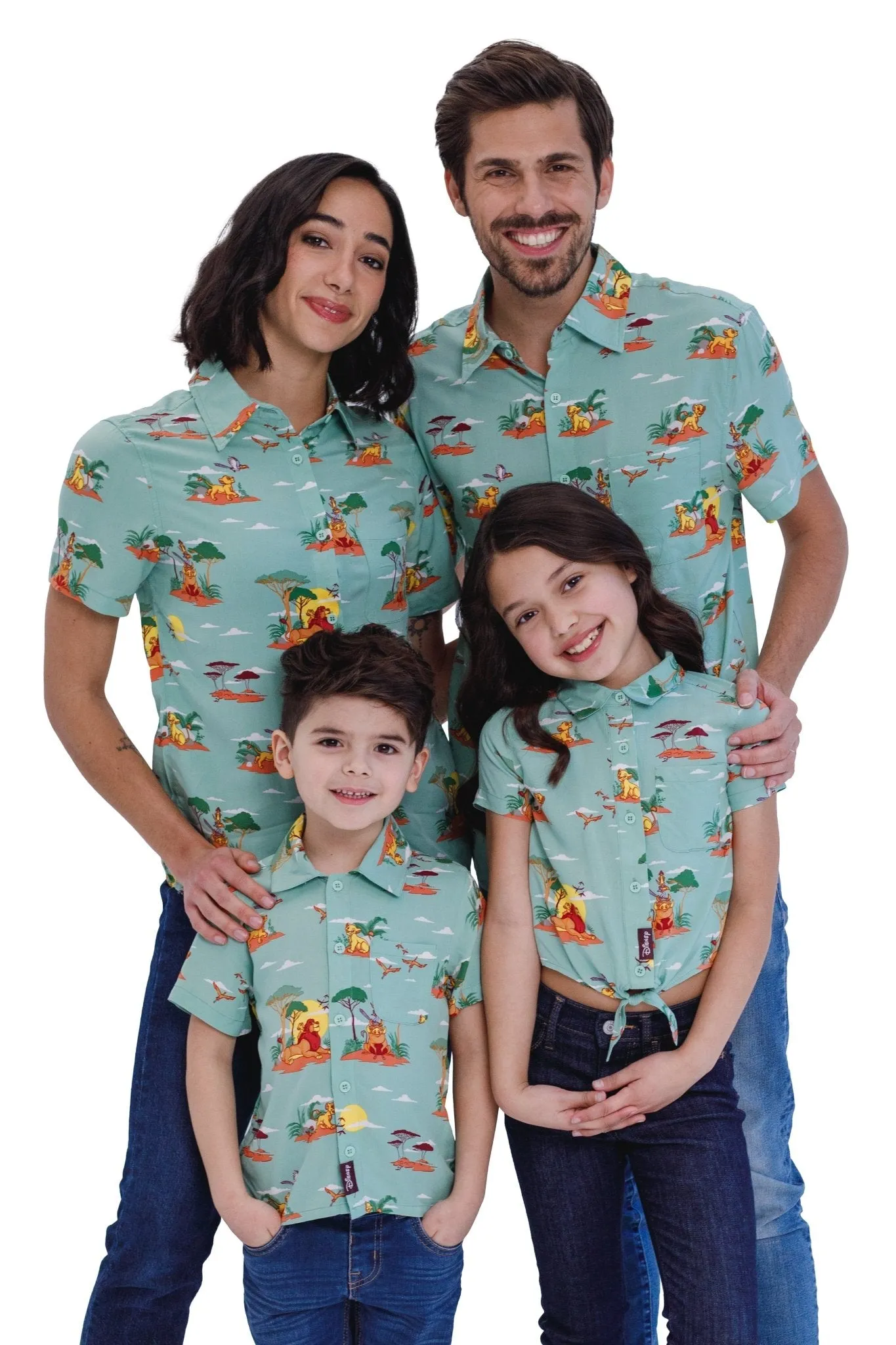 Disney Lion King Simba Nala Timon Pumbaa Mufasa Zazu Matching Family Hawaiian Button Down Shirt Adult