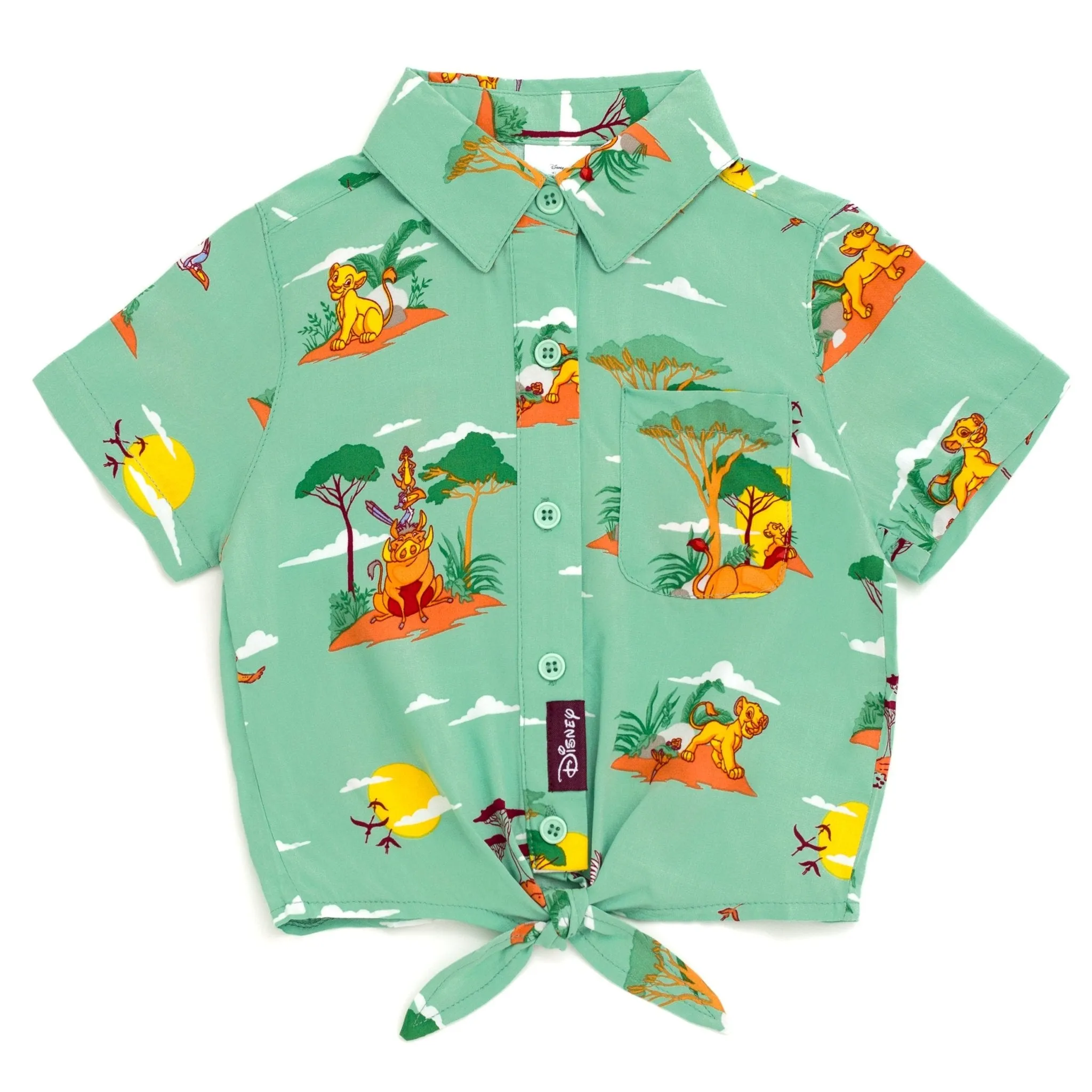 Disney Lion King Simba Nala Timon Pumbaa Mufasa Zazu Matching Family Hawaiian Button Down Shirt Adult